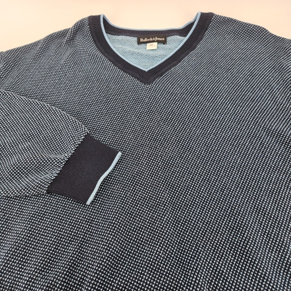 Bullock & Jones Men's V-Neck Sweater XXL 100% Pima Cotton Blue